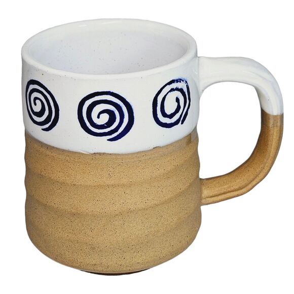 Vtg Japan Hand Turned Stoneware Vortex Coffee Mug 12oz Tea Cup Textured Infinity - Picture 3 of 14